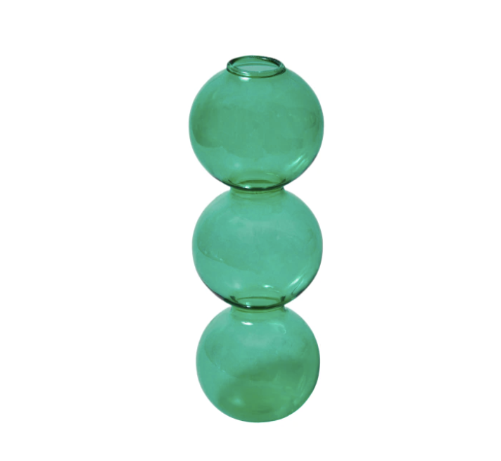Bubble Shape Glass Vase: Green / Short 3 Balls - PMA Store at the Portland Museum of Art, Maine