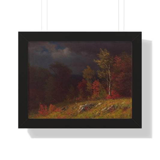 Autumn Birches (Approaching Storm) by Albert Bierstadt Framed Landscape Poster - PMA Store at the Portland Museum of Art, Maine
