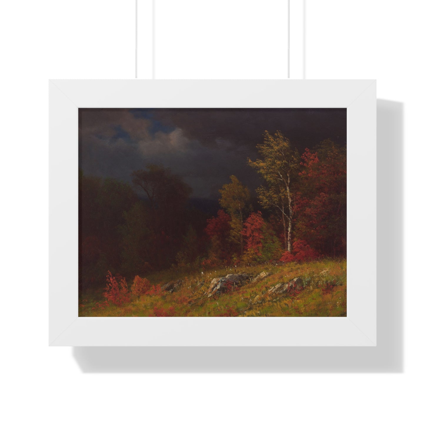 Autumn Birches (Approaching Storm) by Albert Bierstadt Framed Landscape Poster - PMA Store at the Portland Museum of Art, Maine