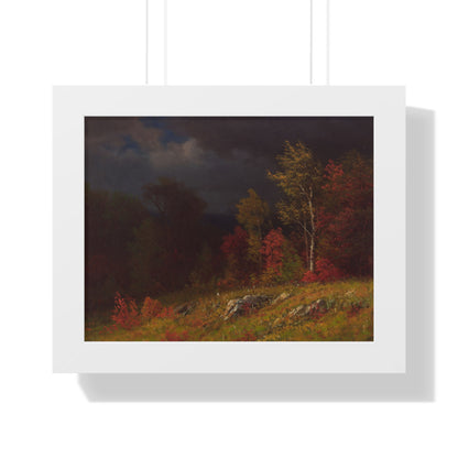 Autumn Birches (Approaching Storm) by Albert Bierstadt Framed Landscape Poster - PMA Store at the Portland Museum of Art, Maine