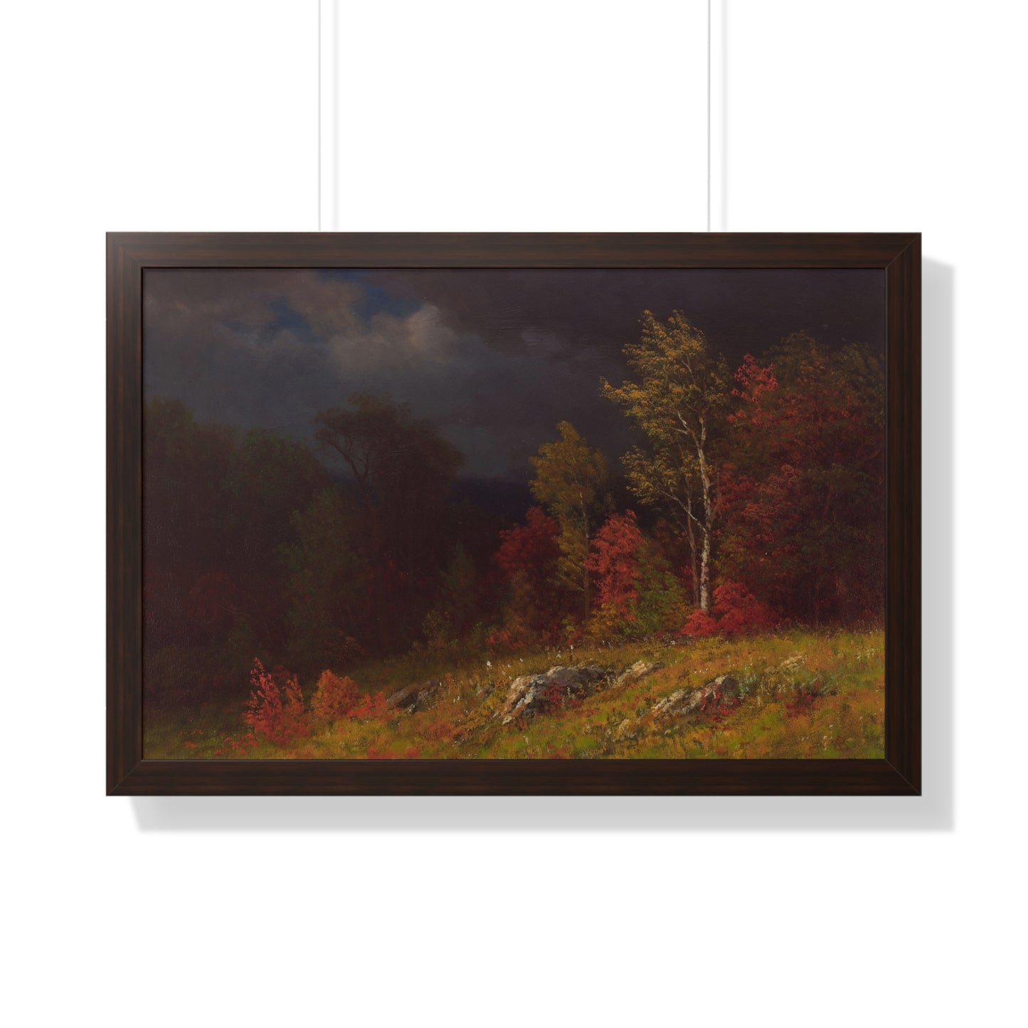 Autumn Birches (Approaching Storm) by Albert Bierstadt Framed Landscape Poster - PMA Store at the Portland Museum of Art, Maine