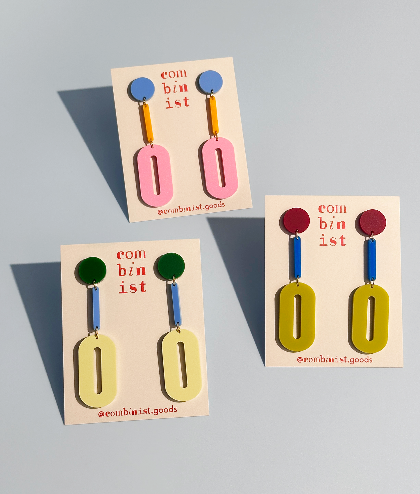 Combinist Goods - Oval Drop Earrings: Green | Blue | Yellow