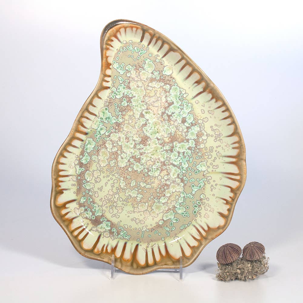 Alison Evans Ceramics - Large Oyster Plate: Mint& Charcoal
