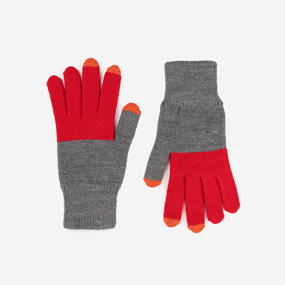 Colorblock Knit Touchscreen Gloves: Teal Peach - PMA Store at the Portland Museum of Art, Maine