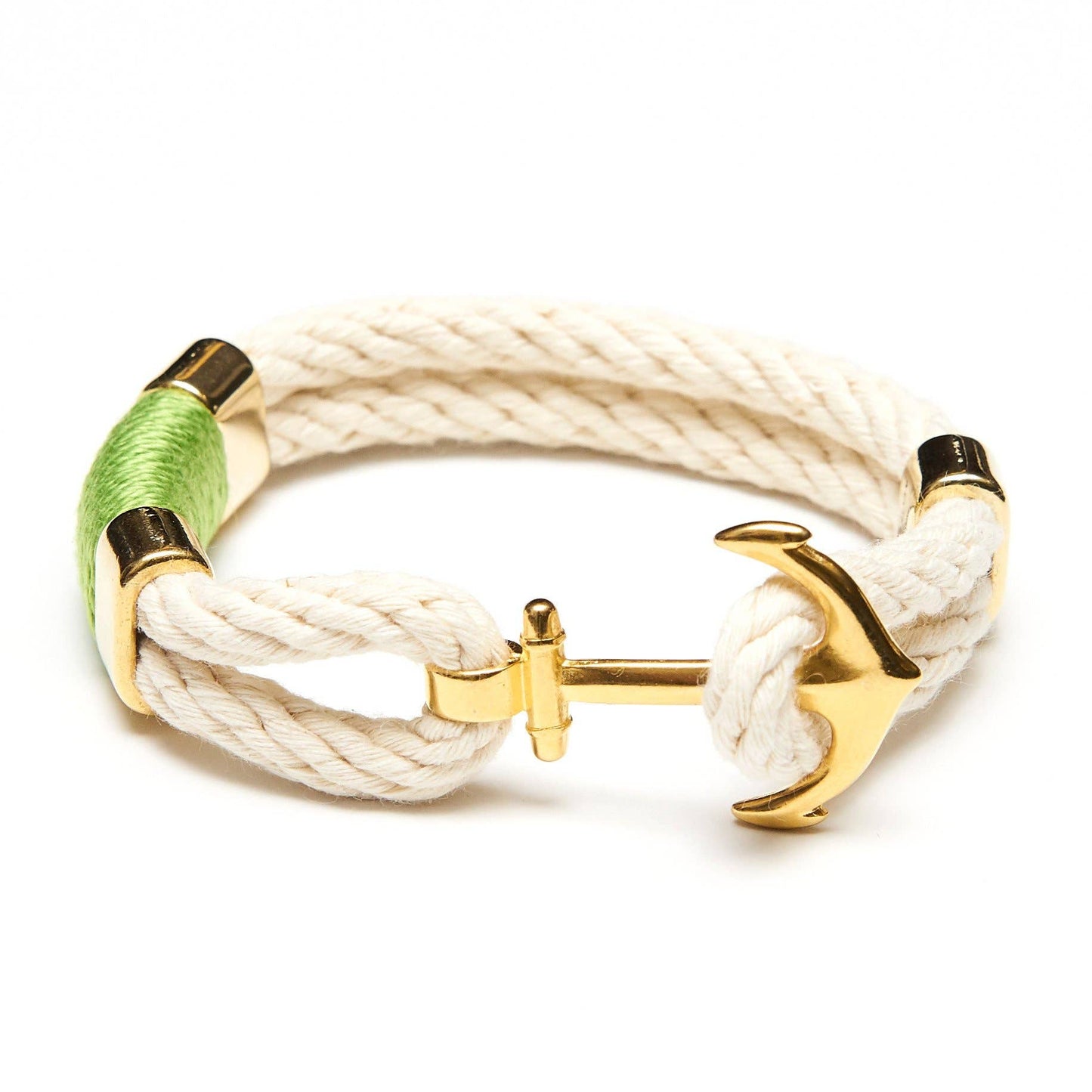 Allison Cole Jewelry - Waverly - Ivory/Lime/Gold - Nautical Rope Anchor Bracelet: M - PMA Store at the Portland Museum of Art, Maine