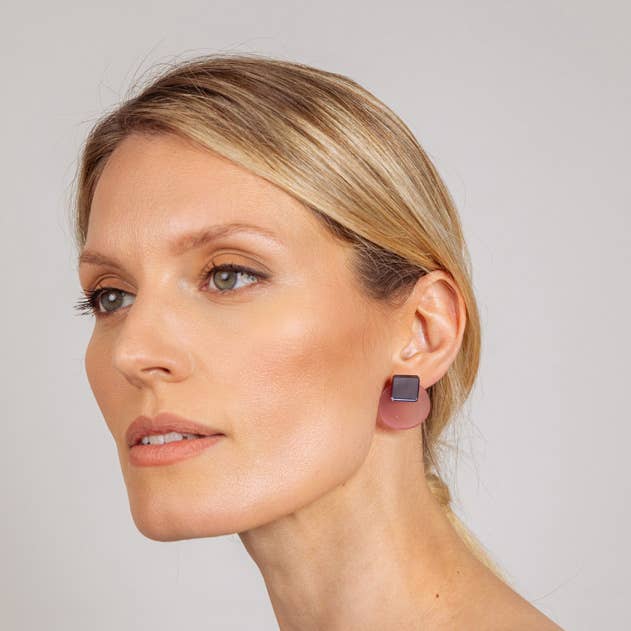 Pamela Coromoto - Glare Mini Earrings: Sky and Anthracite Mirror