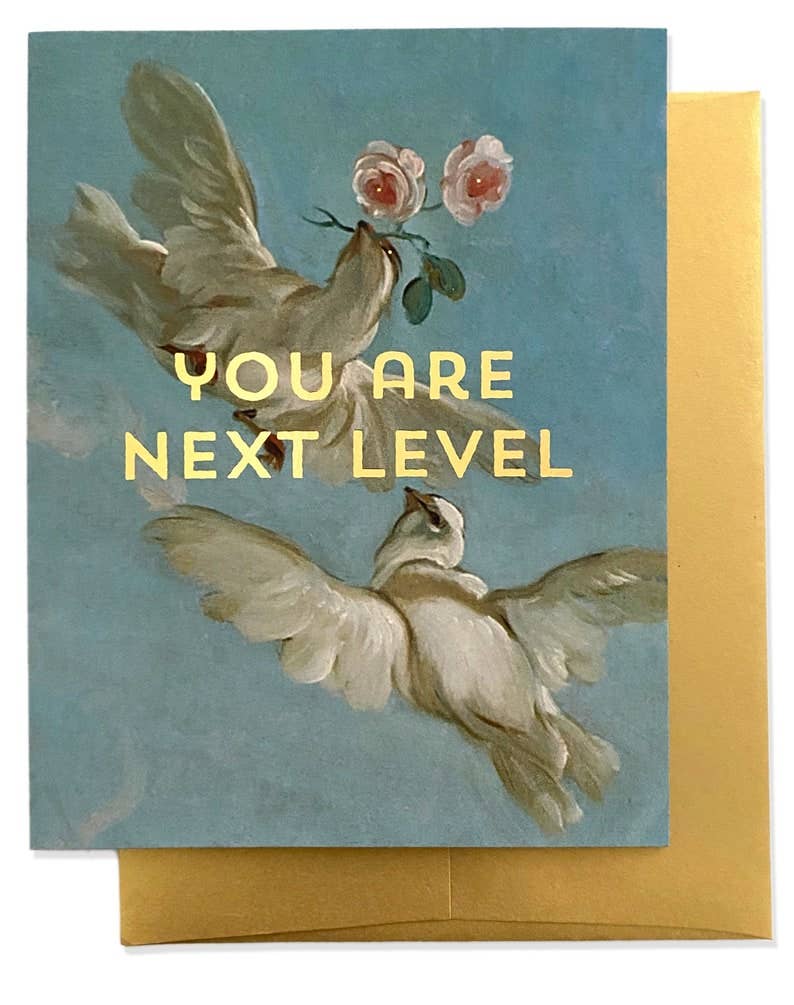 Billet Doux Cards - LEVEL DOVES Greeting Card - Gold Foil