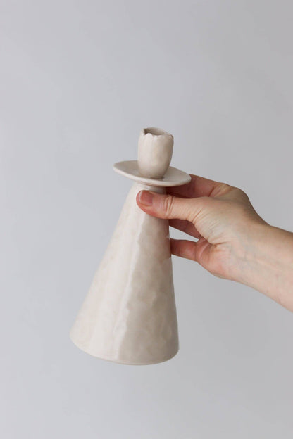 Elizabeth Benotti Ceramics - Everyday Pinched Candlestick Holder: Daybreak / Tall - PMA Store at the Portland Museum of Art, Maine