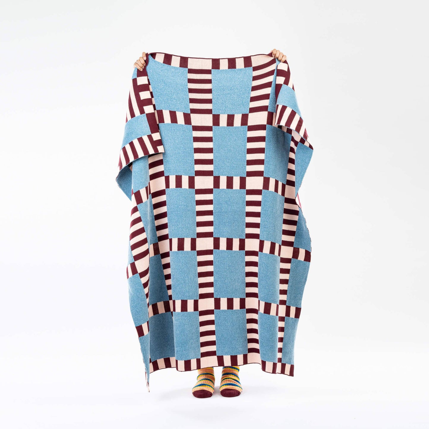 VERLOOP | knits - Tile Patch Chenille Throw: Stone Blue - PMA Store at the Portland Museum of Art, Maine