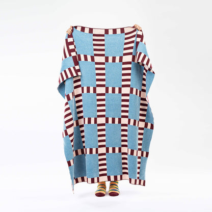 VERLOOP | knits - Tile Patch Chenille Throw: Stone Blue - PMA Store at the Portland Museum of Art, Maine