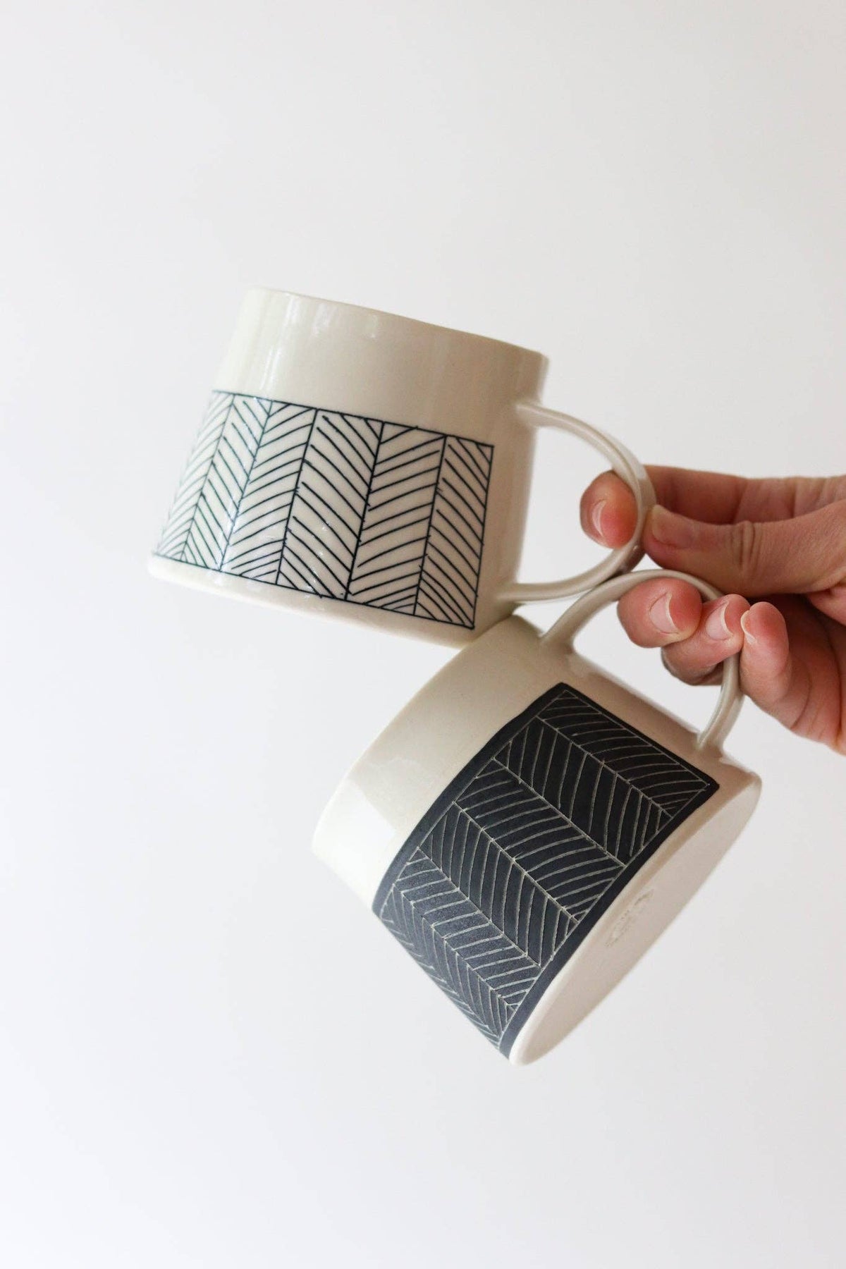 Elizabeth Benotti Ceramics - Herringbone Mug: Black - PMA Store at the Portland Museum of Art, Maine