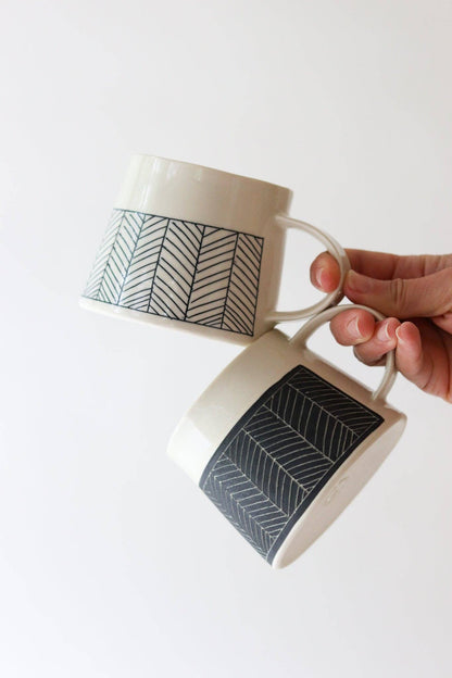 Elizabeth Benotti Ceramics - Herringbone Mug: White - PMA Store at the Portland Museum of Art, Maine