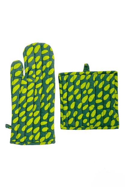 Oven Mitt & Potholder Set: Totem Fuchsia/Orange - PMA Store at the Portland Museum of Art, Maine