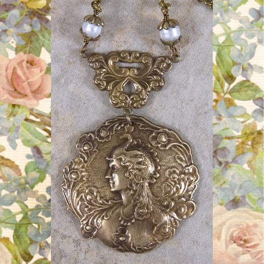 NoMonet - Vintage Brass Necklace - Peacock Goddess Necklace - PMA Store at the Portland Museum of Art, Maine