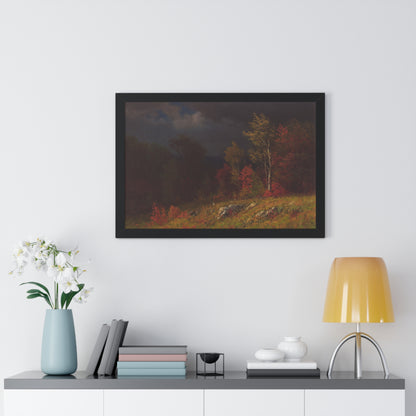 Autumn Birches (Approaching Storm) by Albert Bierstadt Framed Landscape Poster - PMA Store at the Portland Museum of Art, Maine