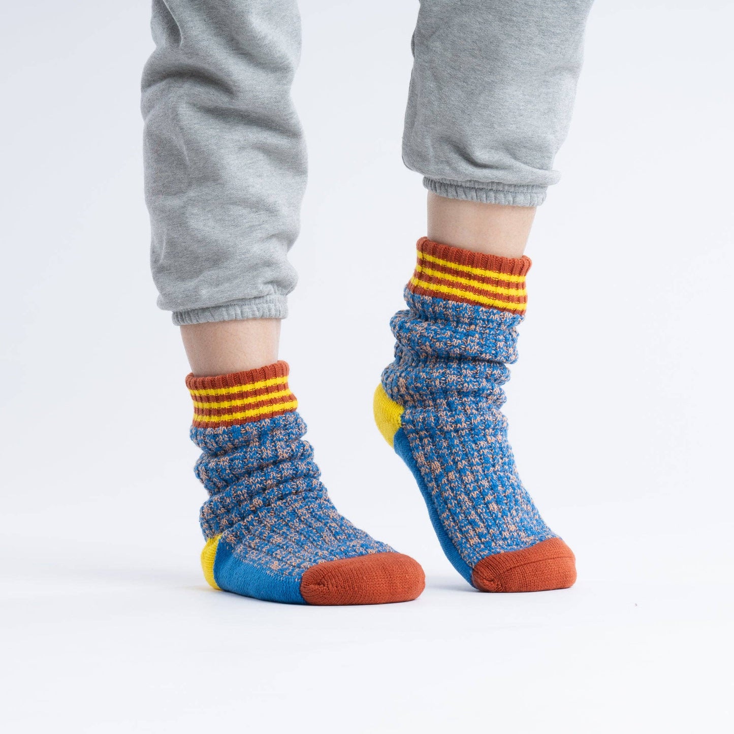 Varsity Knit House Socks: Golden Olive / L/XL - W 9.5-12.5<br>M 8-11