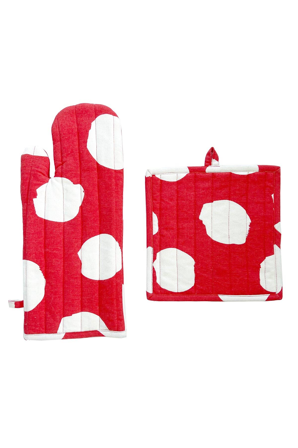 See Design - Oven Mitt & Potholder Set: Globe Yellow/Orange
