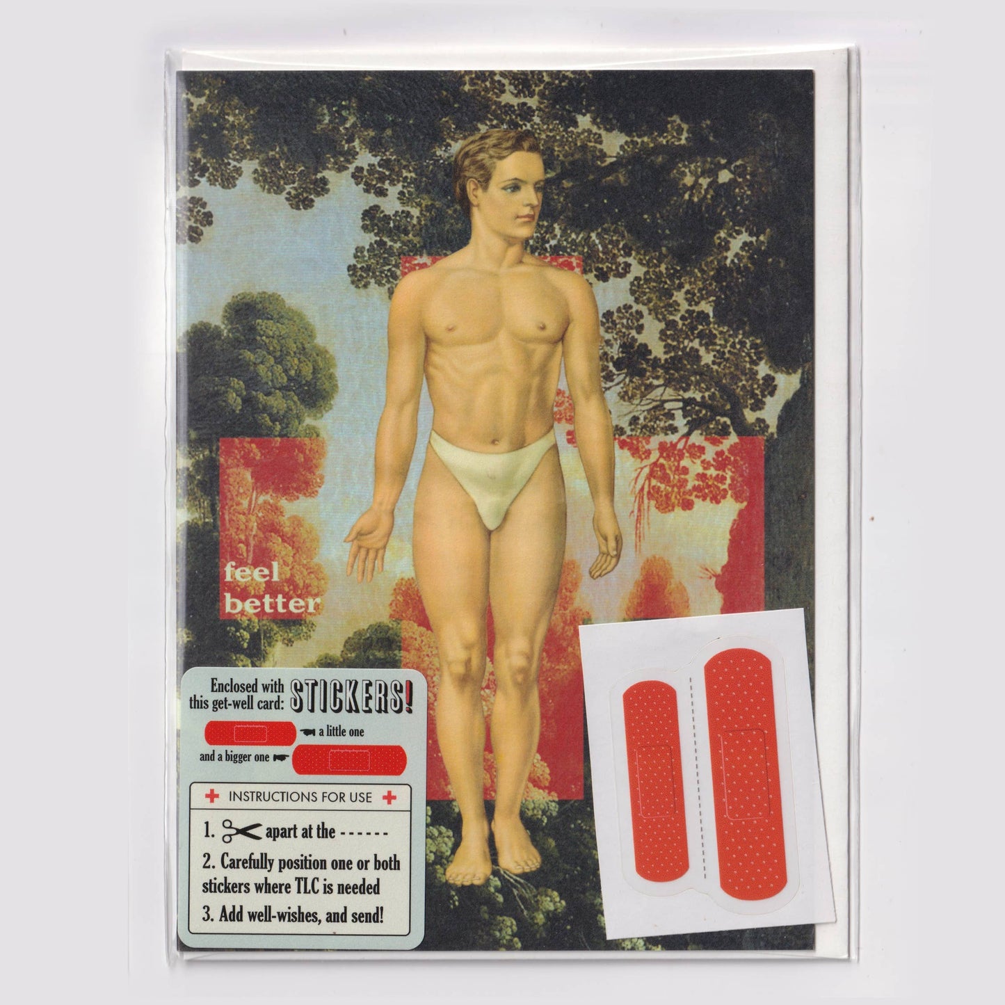 Pictrix Design - "Feel better (man)" A6 get well card 👉with STICKERS👈: Recycled white envelopes - PMA Store at the Portland Museum of Art, Maine