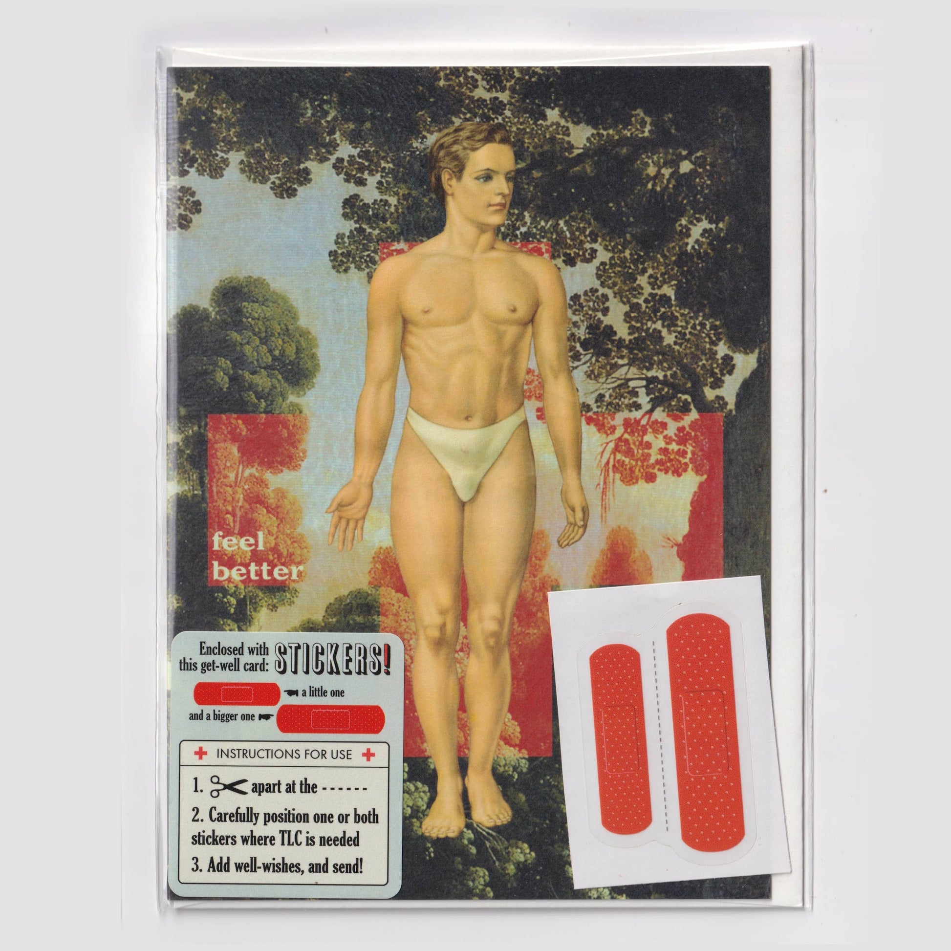 Pictrix Design - "Feel better (man)" A6 get well card 👉with STICKERS👈: Recycled white envelopes - PMA Store at the Portland Museum of Art, Maine