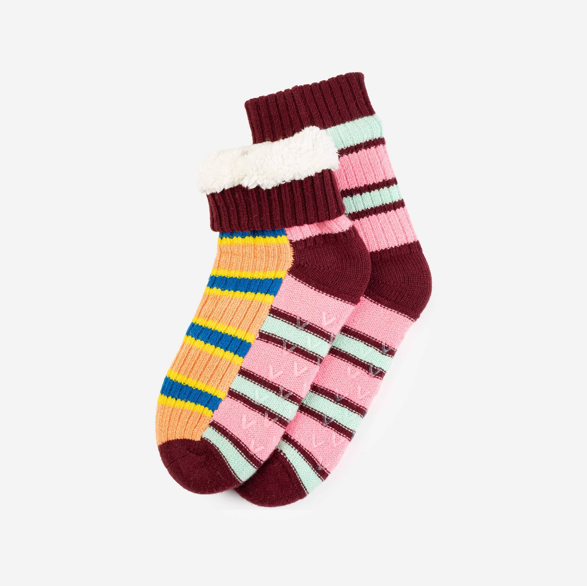 VERLOOP | knits - Zipper Stripe House Socks: Poppy Stone Blue / L/XL - W 9.5-12.5<br>M 8-11 - PMA Store at the Portland Museum of Art, Maine