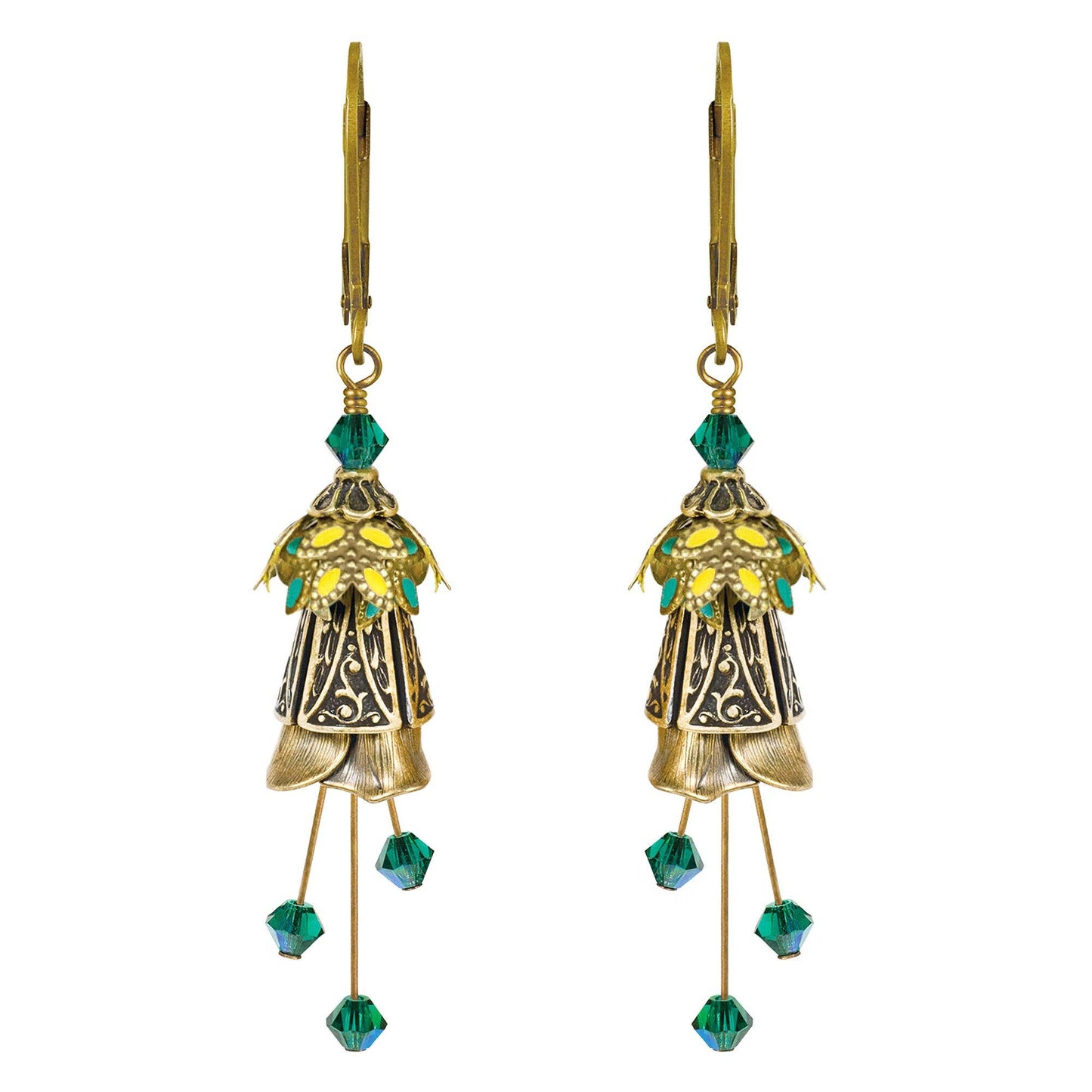 NoMonet - Flower Fairy: Painted Whimsical Celtic Earrings w Crystals: Gold/Pink/Blue - PMA Store at the Portland Museum of Art, Maine