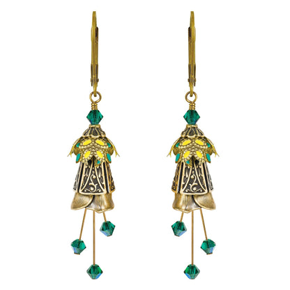 NoMonet - Flower Fairy: Painted Whimsical Celtic Earrings w Crystals: Gold/Pink/Blue - PMA Store at the Portland Museum of Art, Maine