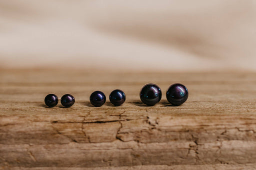 Sea Salt & Silver - Black Pearl Stud Earrings: Large - PMA Store at the Portland Museum of Art, Maine