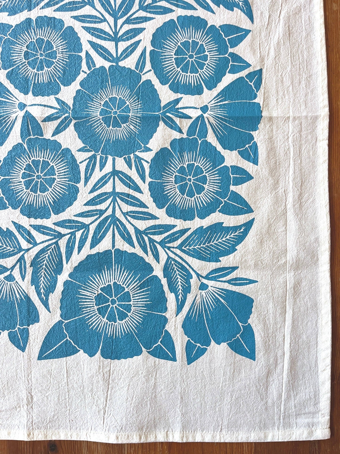 Katharine Watson - Blue Floral Tea Towel - PMA Store at the Portland Museum of Art, Maine