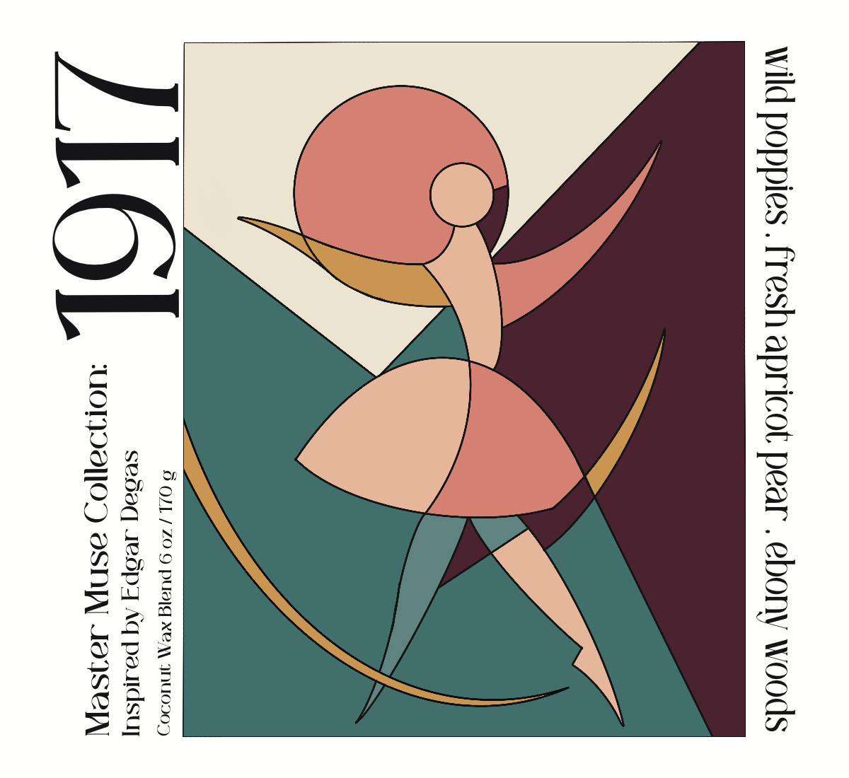 The Scented Palette - Poppy Apricot Degas-Inspired Ballet Art Candle — 1917: Candle