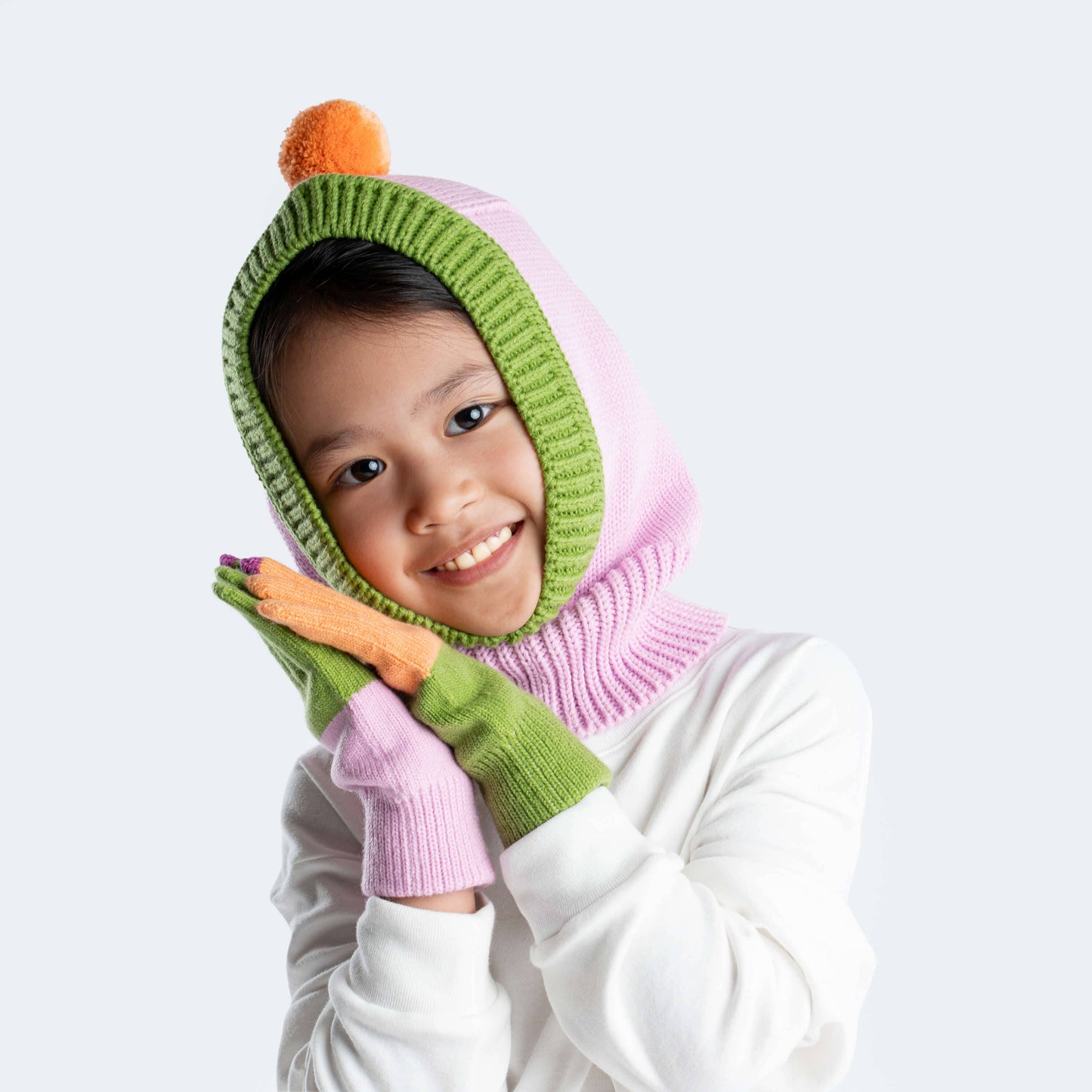 SALE kids Pom Balaclava: Peach Lilac - PMA Store at the Portland Museum of Art, Maine