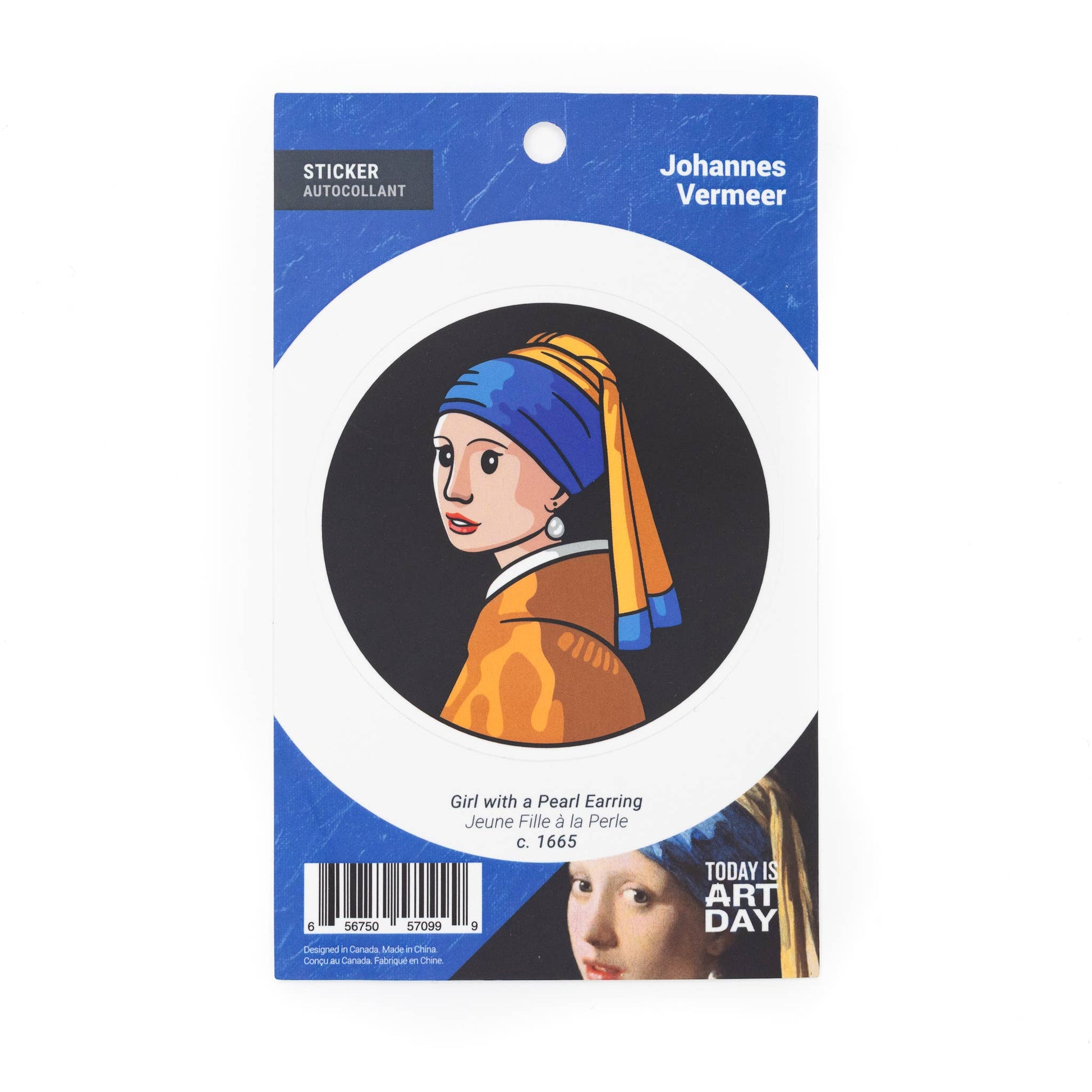 Today is Art Day - Sticker - Girl with Pearl Earring - Vermeer - PMA Store at the Portland Museum of Art, Maine