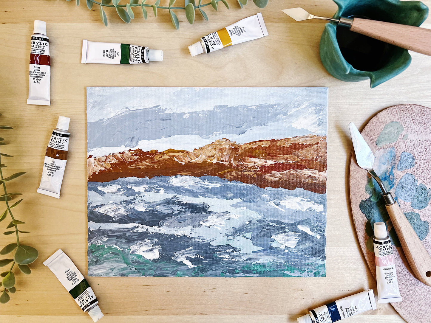 Cate Paper Co. - Coastal Cliffs palette knife painting kit - PMA Store at the Portland Museum of Art, Maine