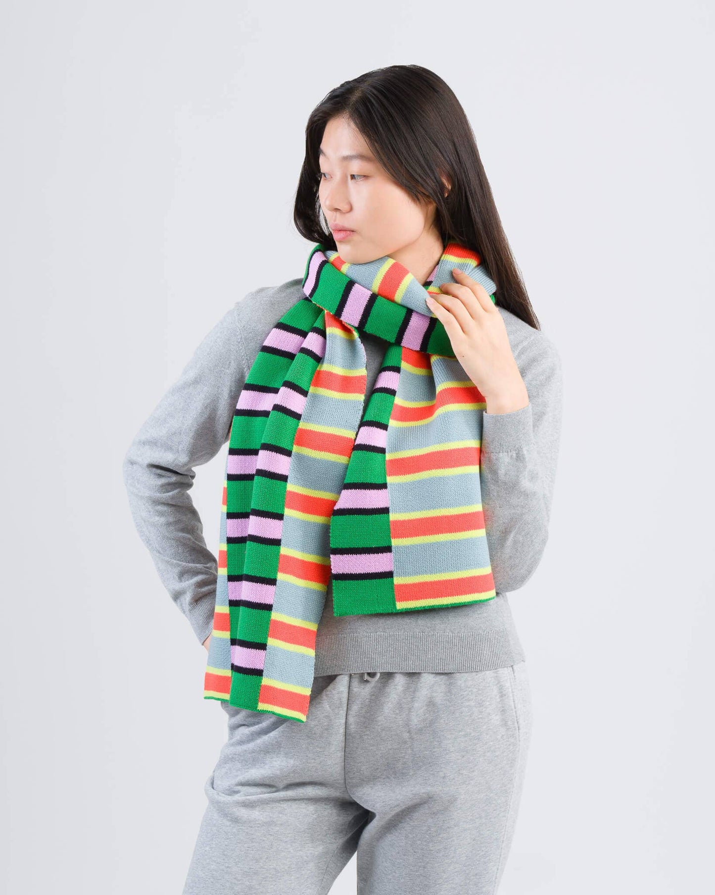 VERLOOP | knits - Zipper Stripe Big Scarf: Poppy Stone Blue - PMA Store at the Portland Museum of Art, Maine