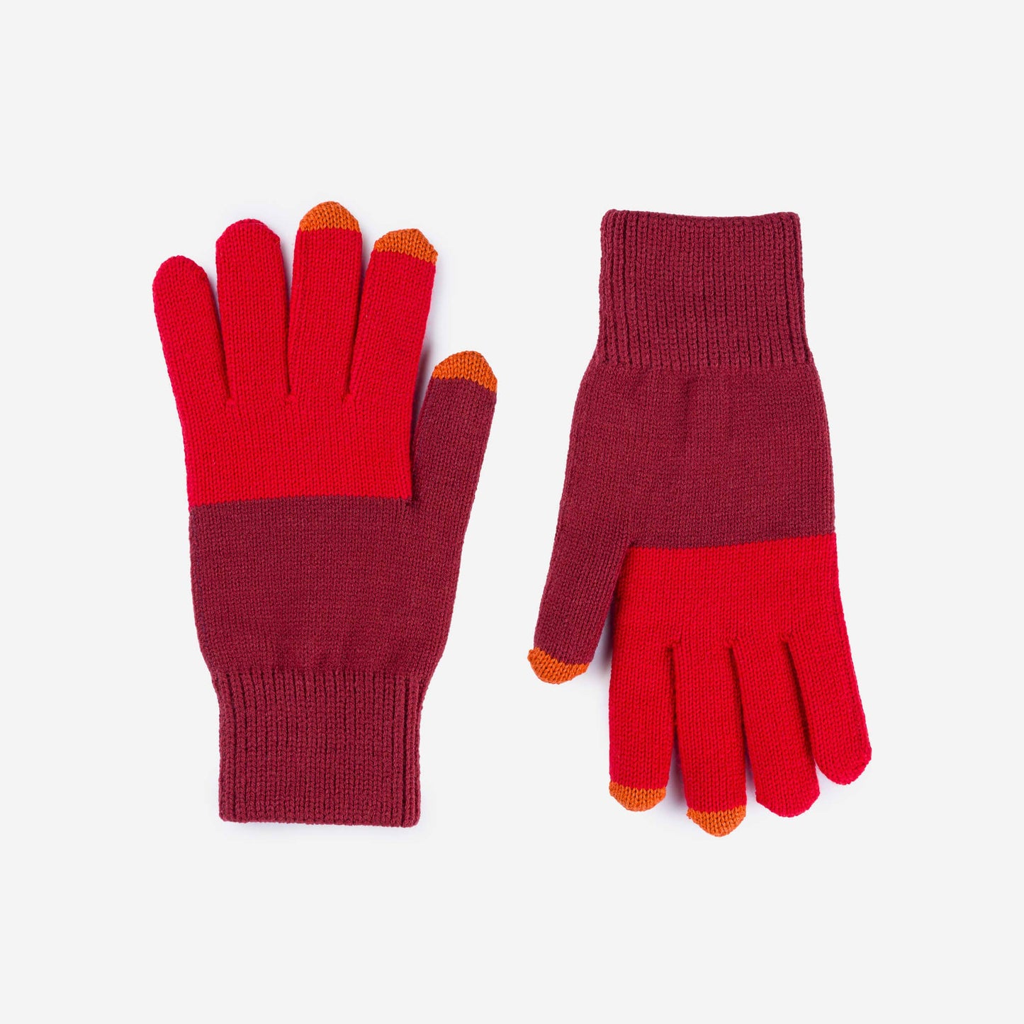 Colorblock Knit Touchscreen Gloves: Ruby Red - PMA Store at the Portland Museum of Art, Maine