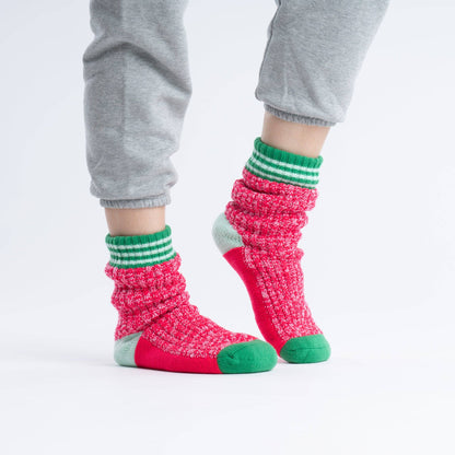 Varsity Knit House Socks: Golden Olive / S/M - W 6-9<br>M 5-7.5
