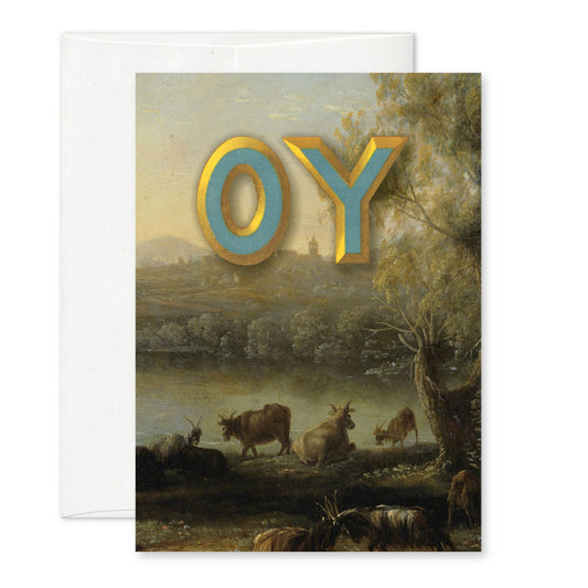 "Pastoral: OY" A6 greeting card: Recycled white envelopes - PMA Store at the Portland Museum of Art, Maine