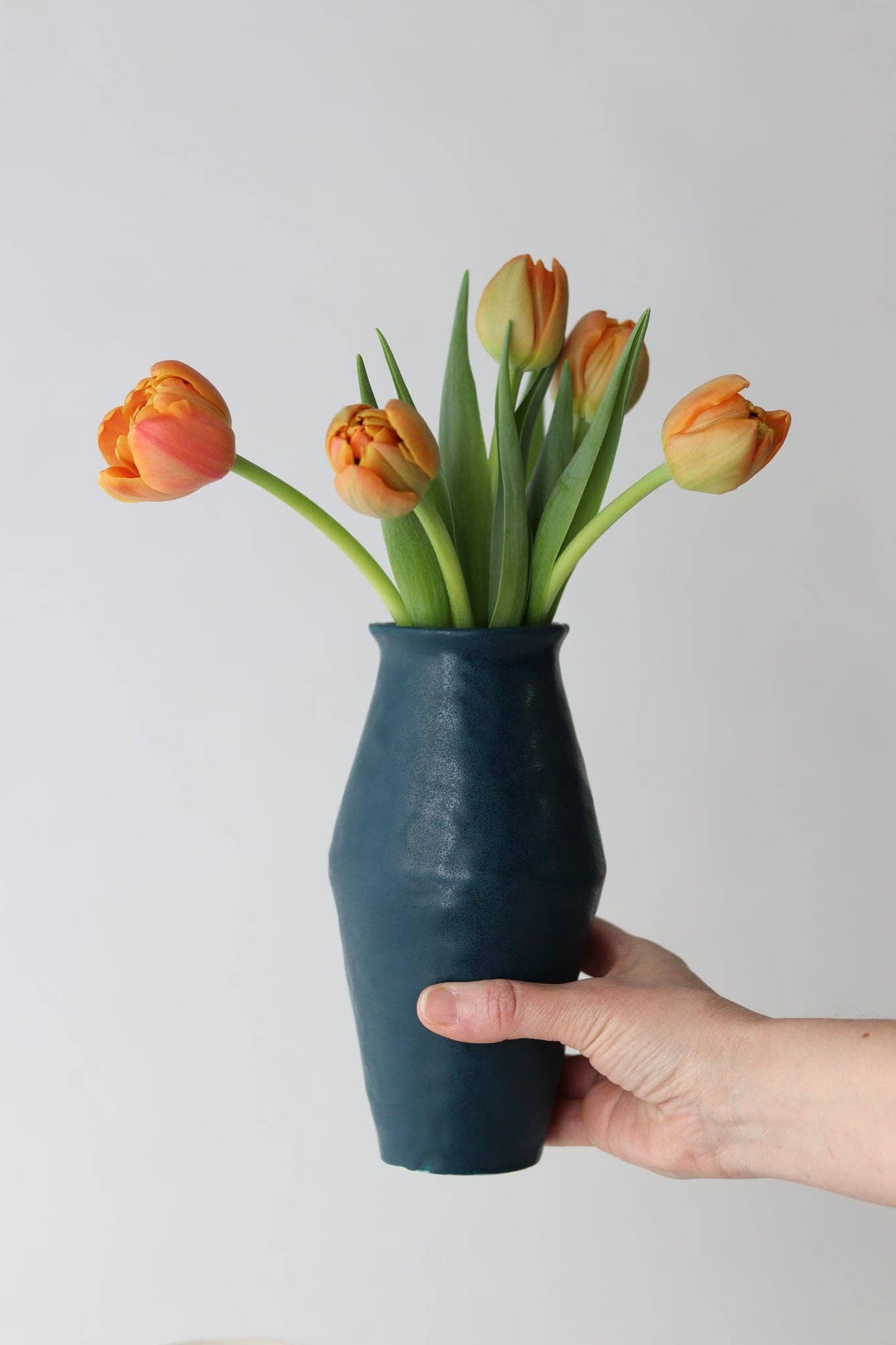 Elizabeth Benotti Ceramics - Everyday Pinched Vase: Striped - PMA Store at the Portland Museum of Art, Maine