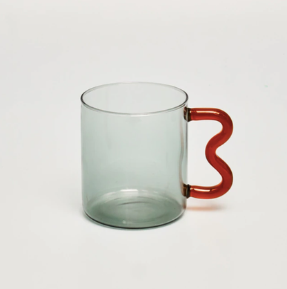 IVORE.GROUP (We cover All Import duty) - Colorful Ear Glass Mug: Pink with Brown Handle - PMA Store at the Portland Museum of Art, Maine