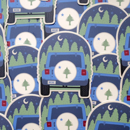 Stuck on Maine - Maine Flag Jeep Sticker: Waterproof Vinyl, Original Design - PMA Store at the Portland Museum of Art, Maine