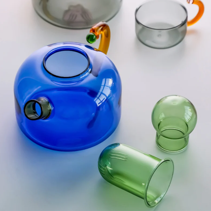 Contrasting Color Heat Resistant Glass Teapot and Cups: Blue Cup - PMA Store at the Portland Museum of Art, Maine