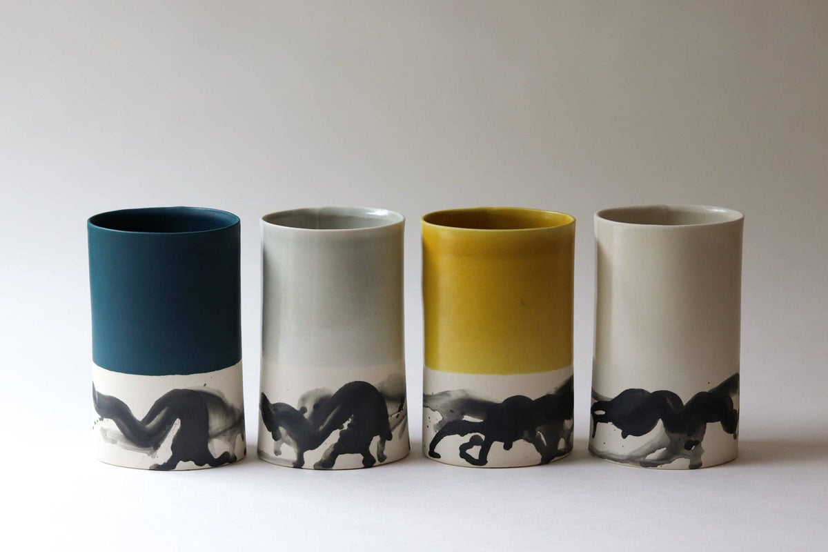 Elizabeth Benotti Ceramics - Splatter Oval Vase: Daybreak - PMA Store at the Portland Museum of Art, Maine