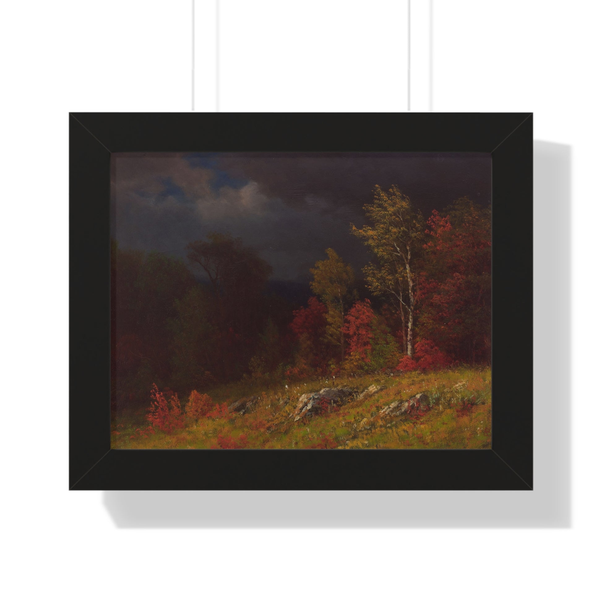 Autumn Birches (Approaching Storm) by Albert Bierstadt Framed Landscape Poster - PMA Store at the Portland Museum of Art, Maine