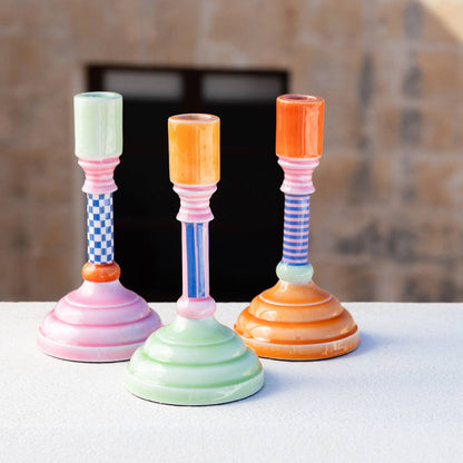 Talking Tables USA - Home, Birthday, Games & Seasonal Decor - Enamel Candle Holder Set - 18cm | Summer Home Decor Gifts |