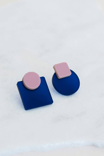 Pamela Coromoto - Glare Mini Earrings - Spring/Summer : Oxford Blue/ Pink
