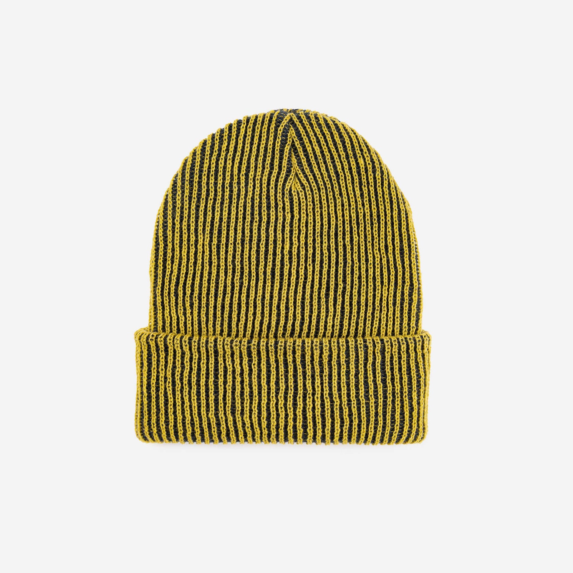 Simple Rib Knit Beanie: Golden Olive Navy - PMA Store at the Portland Museum of Art, Maine