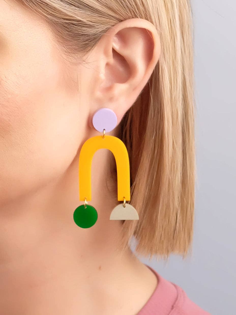 Combinist Goods - Collage Earrings: Hot Pink