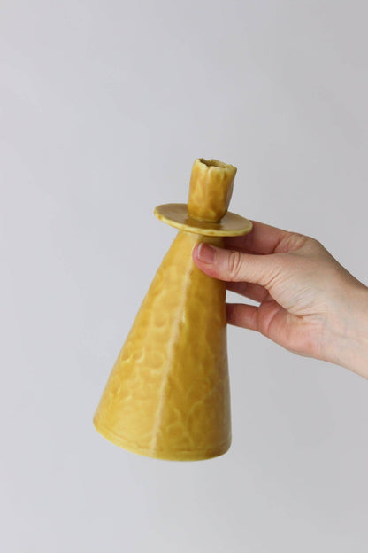 Elizabeth Benotti Ceramics - Everyday Pinched Candlestick Holder: Seafoam / Tall - PMA Store at the Portland Museum of Art, Maine