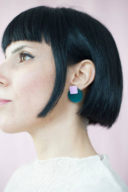 Pamela Coromoto - Glare Mini Earrings - Spring/Summer : Oxford Blue/ Pink