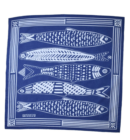 Hearth and Harrow - Sardine Bandana - 100% Cotton - Nautical Print - Hanky Ascot - PMA Store at the Portland Museum of Art, Maine