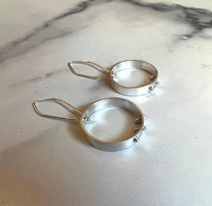 MARTINI Jewels - Bisected Hoops of Recycled Sterling Silver - Narrow Triptych